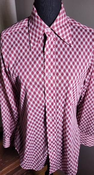 VINTAGE 70'S PLAID DAGGER COLLAR BUTTON DOWN SHIRT - Picture 2 of 10